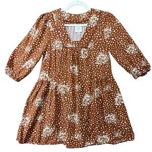 Xs oversized fit Knox Rose mini shift dress Brown Pattern Mini Dress